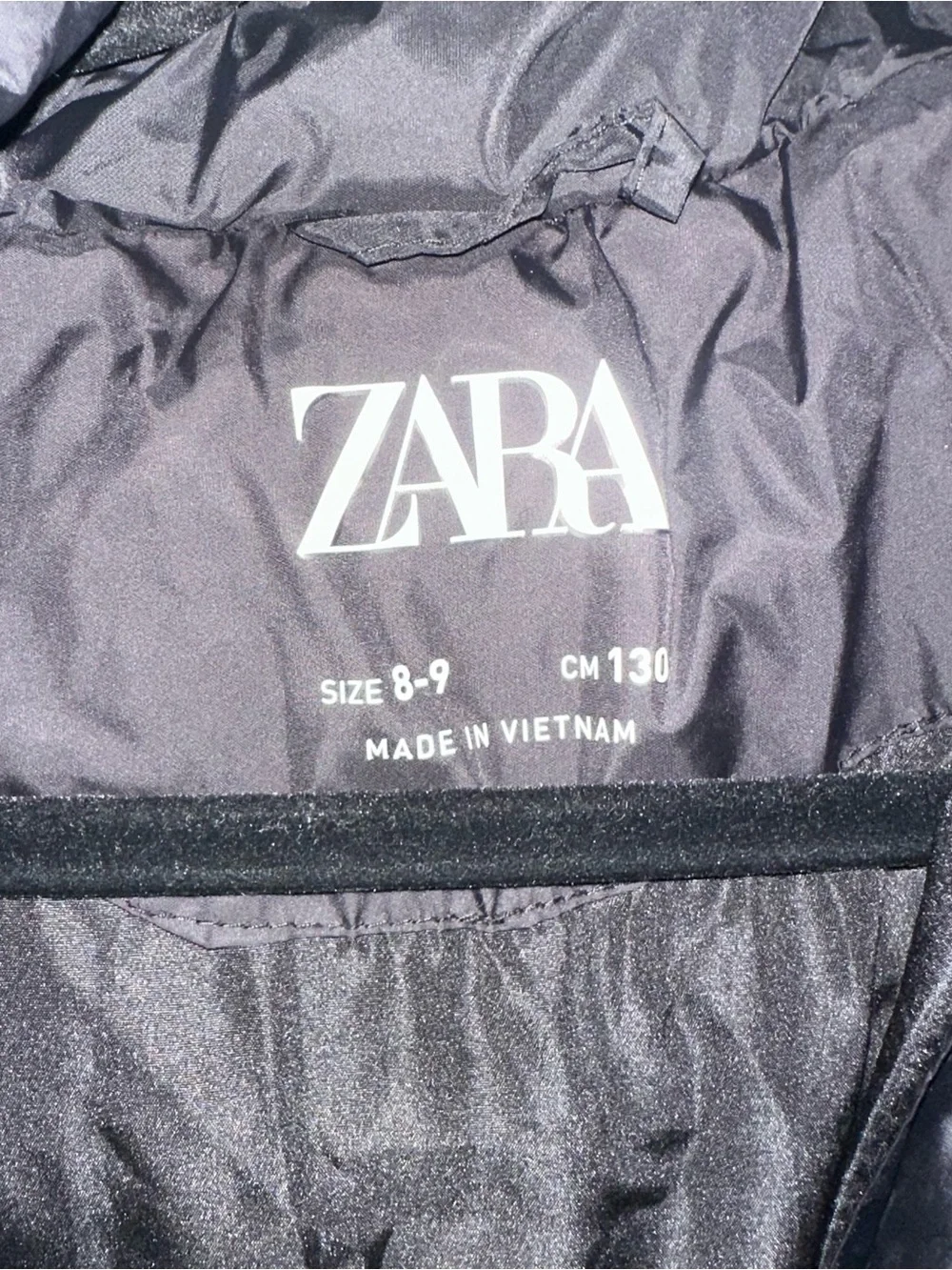 Zara Kids Black Puffer Jacket with Hood and Front Flap Pockets
